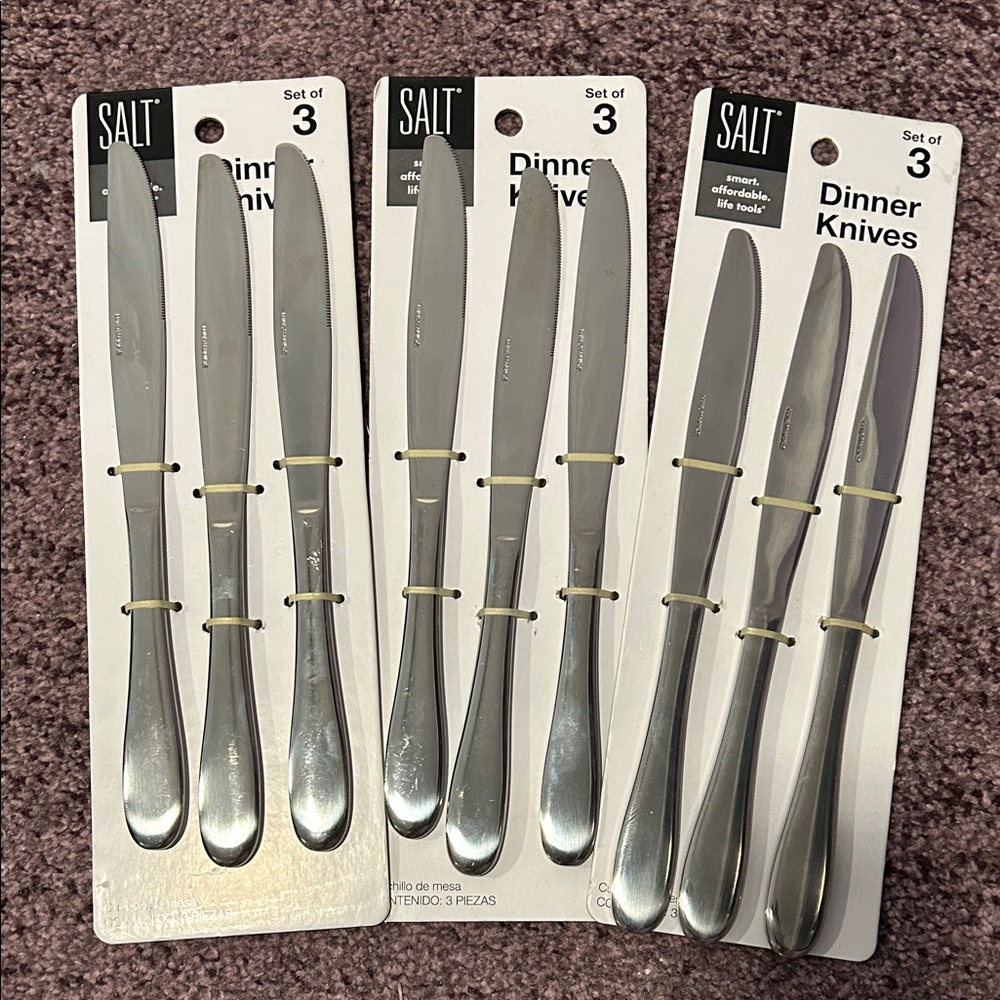Stainless Steel Dinner Knives Set of 3 x 3packs